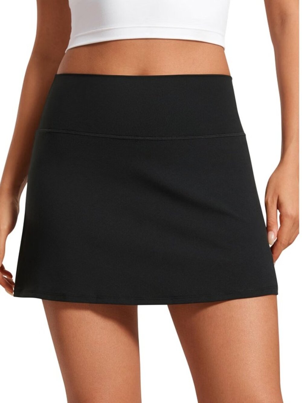 NEW CRZ YOGA Butterluxe High Waist Tennis Aline Skirt with Shorts Black XS/Small